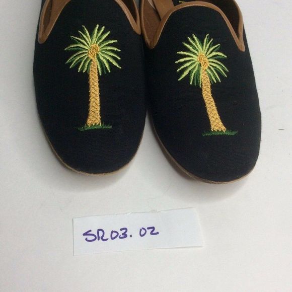 Zalo Smoking Loafer Green Embroidered Palm Trees - Picture 9 of 9
